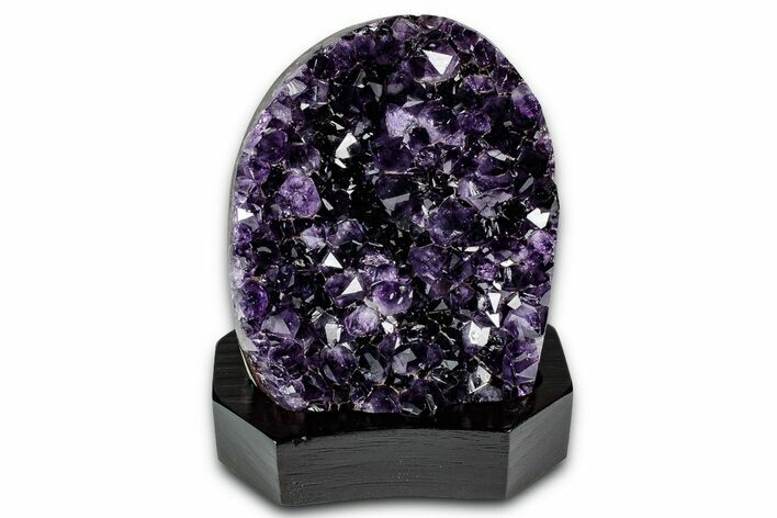 Deep Purple Amethyst Geode With Wood Base - Uruguay #342813